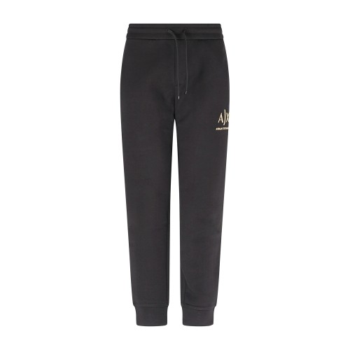Armani Exchange - Pantalone tuta nero con logo in rilievo regular fit per uomo