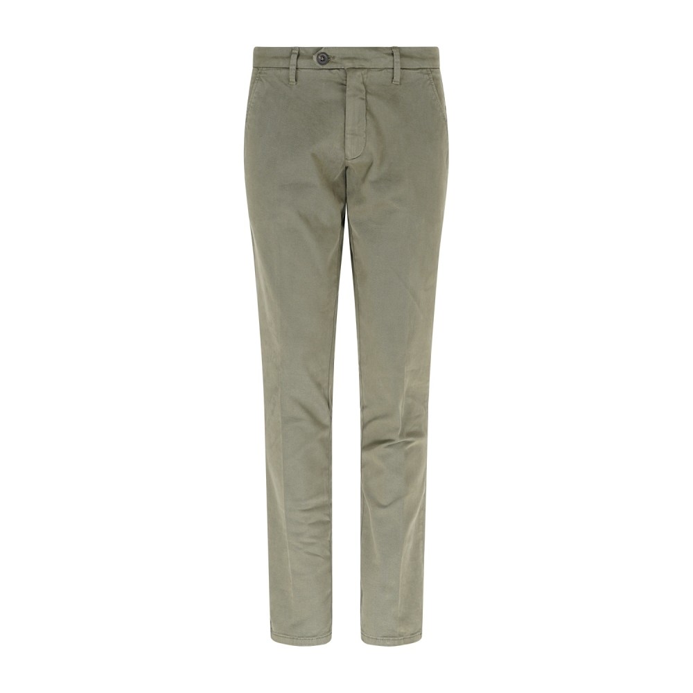 Roy Roger's - Pantalone New Rolf verde tasca a filo slim fit in gabardina per
