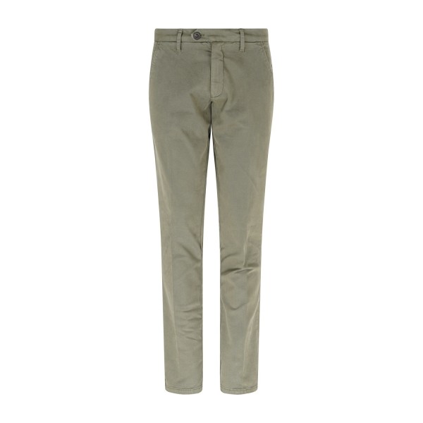 Roy Roger's - Pantalone New Rolf verde tasca a filo slim fit in gabardina per