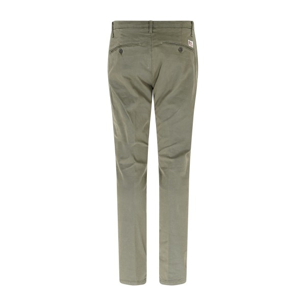 Roy Roger's - Pantalone New Rolf verde tasca a filo slim fit in gabardina per