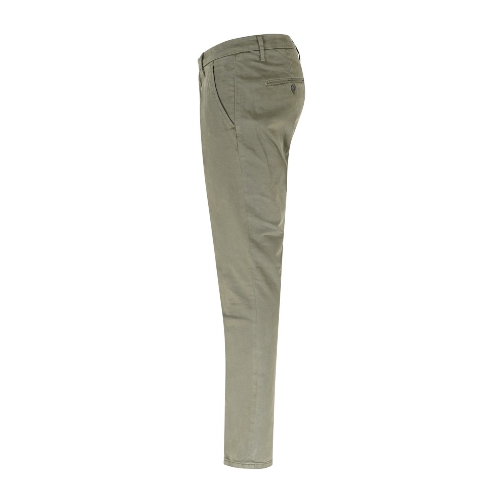 Roy Roger's - Pantalone New Rolf verde tasca a filo slim fit in gabardina per