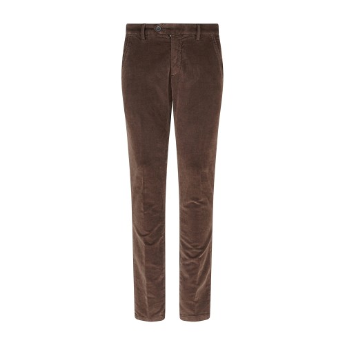 Roy Roger's - Pantalone New Rolf marrone tasca a filo slim fit in velluto