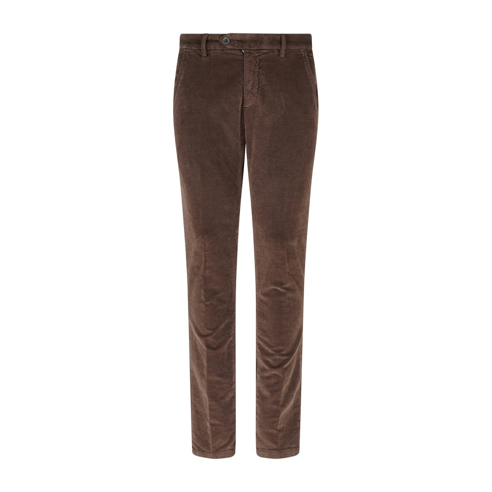Roy Roger's - Pantalone New Rolf marrone tasca a filo slim fit in velluto