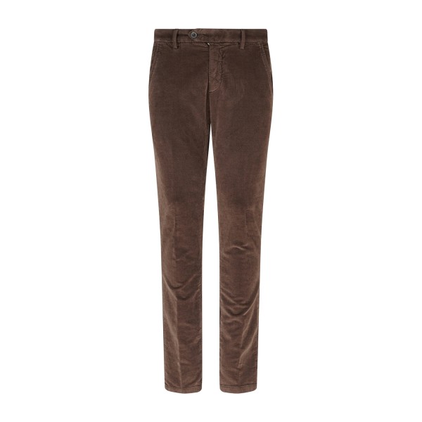 Roy Roger's - Pantalone New Rolf marrone tasca a filo slim fit in velluto
