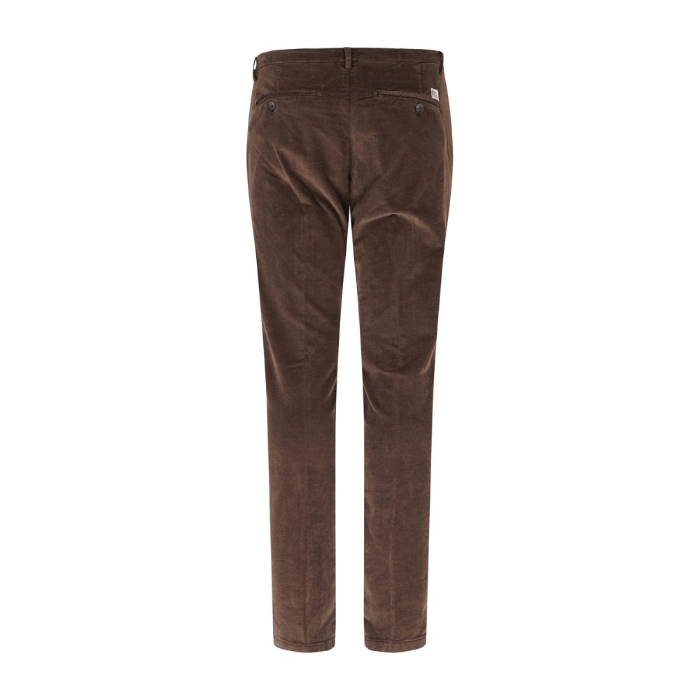 Roy Roger's - Pantalone New Rolf marrone tasca a filo slim fit in velluto