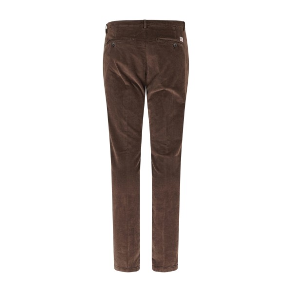 Roy Roger's - Pantalone New Rolf marrone tasca a filo slim fit in velluto