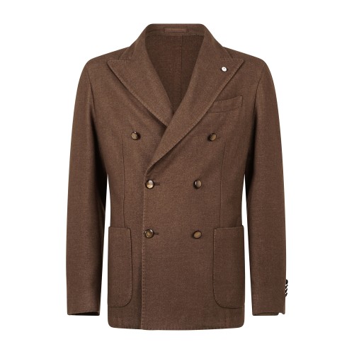 L.B.M. 1911 - Giacca Tom marrone doppiopetto in lana e cashmere decostruita e