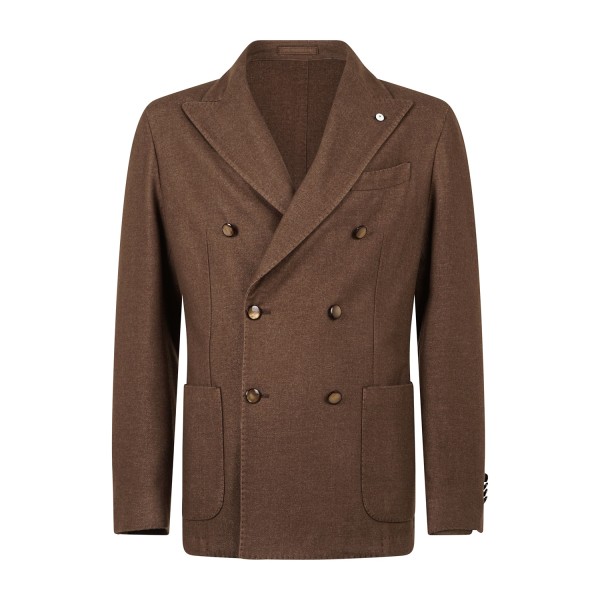 L.B.M. 1911 - Giacca Tom marrone doppiopetto in lana e cashmere decostruita e