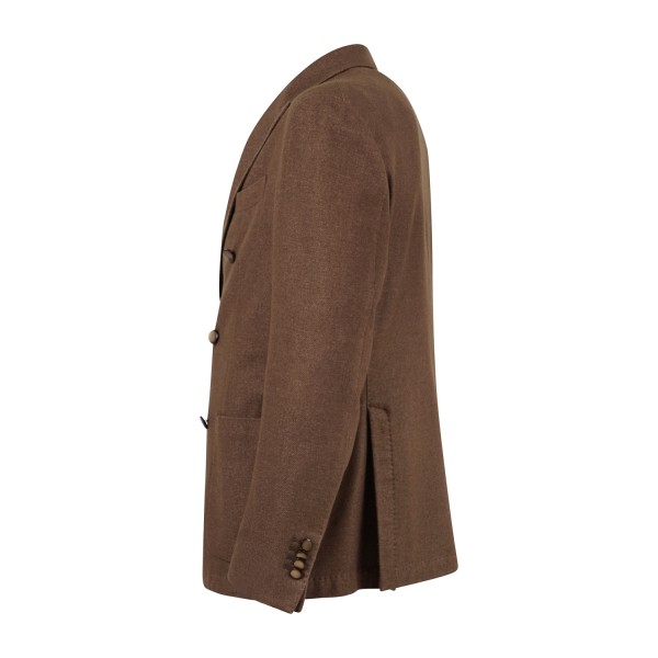 L.B.M. 1911 - Giacca Tom marrone doppiopetto in lana e cashmere decostruita e