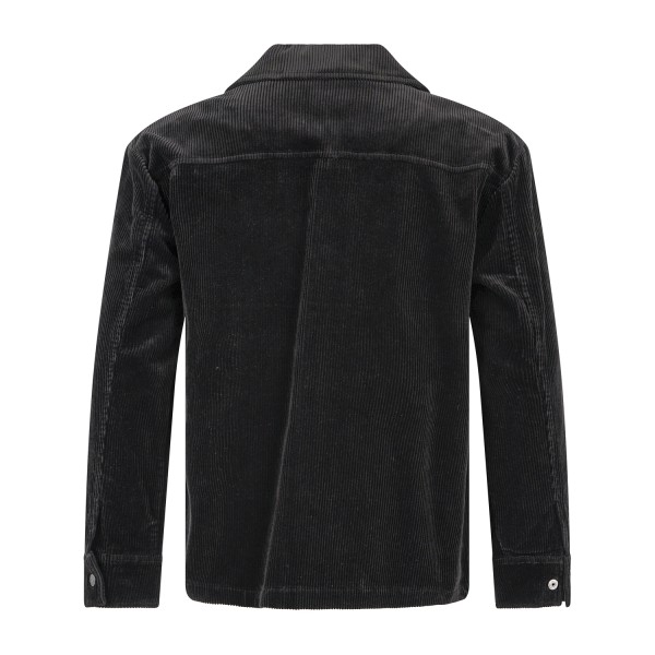 Richmond X - Giacca overshirt nera monopetto in velluto a coste relaxed fit per