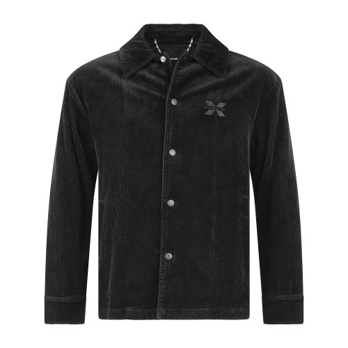 Richmond X - Giacca overshirt nera monopetto in velluto a coste relaxed fit per