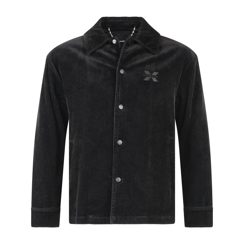 Richmond X - Giacca overshirt nera monopetto in velluto a coste relaxed fit per