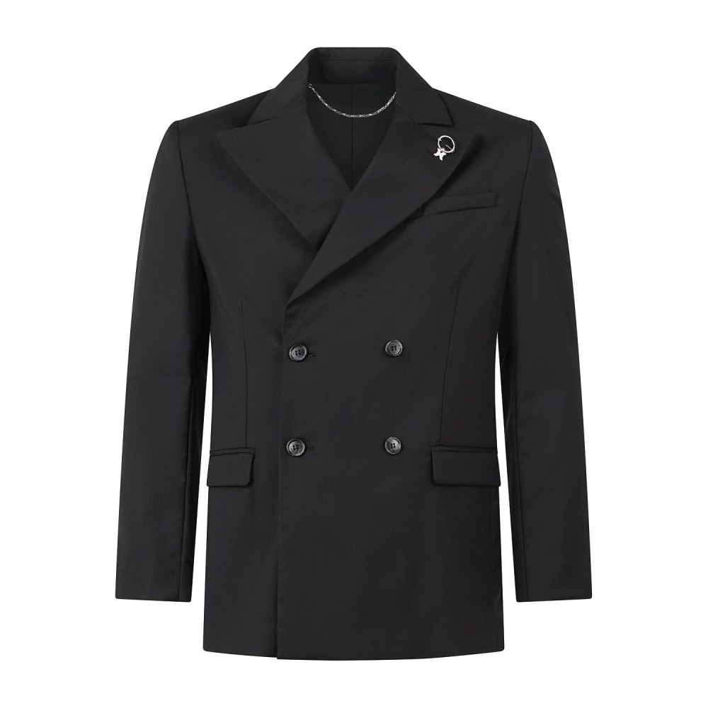 Richmond X - Giacca nera Pangar doppiopetto con vestibilità relaxed fit per