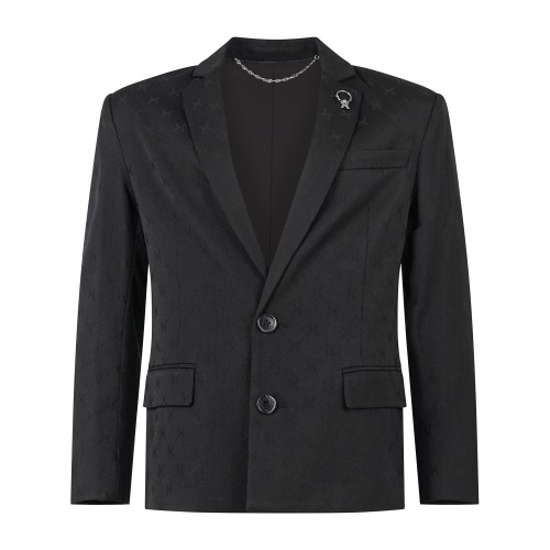 Richmond X - Giacca nera Nelam monopetto sartoriale con motivo distintivo all