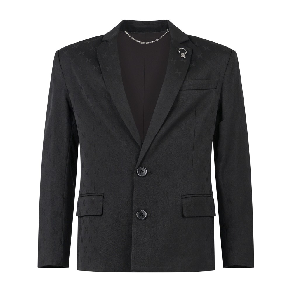 Richmond X - Giacca nera Nelam monopetto sartoriale con motivo distintivo all