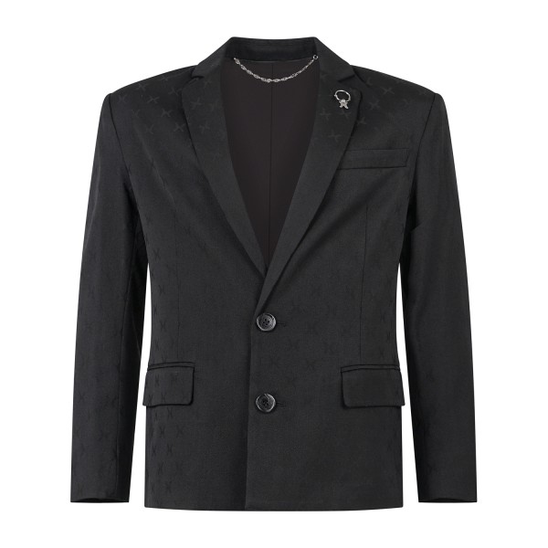 Richmond X - Giacca nera Nelam monopetto sartoriale con motivo distintivo all
