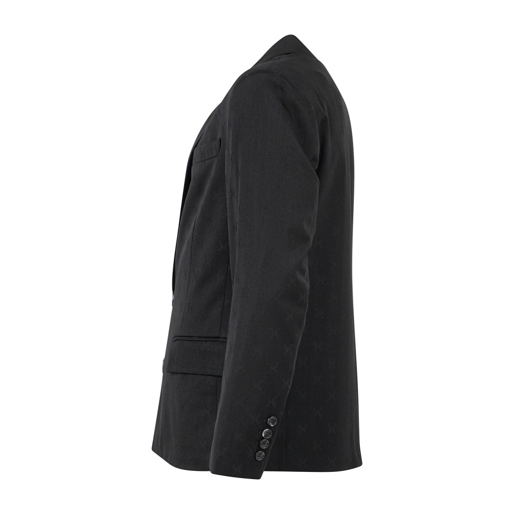 Richmond X - Giacca nera Nelam monopetto sartoriale con motivo distintivo all