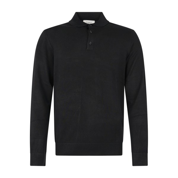 Markup - Polo manica lunga nera in viscosa slim fit per uomo | mk9900004 nero