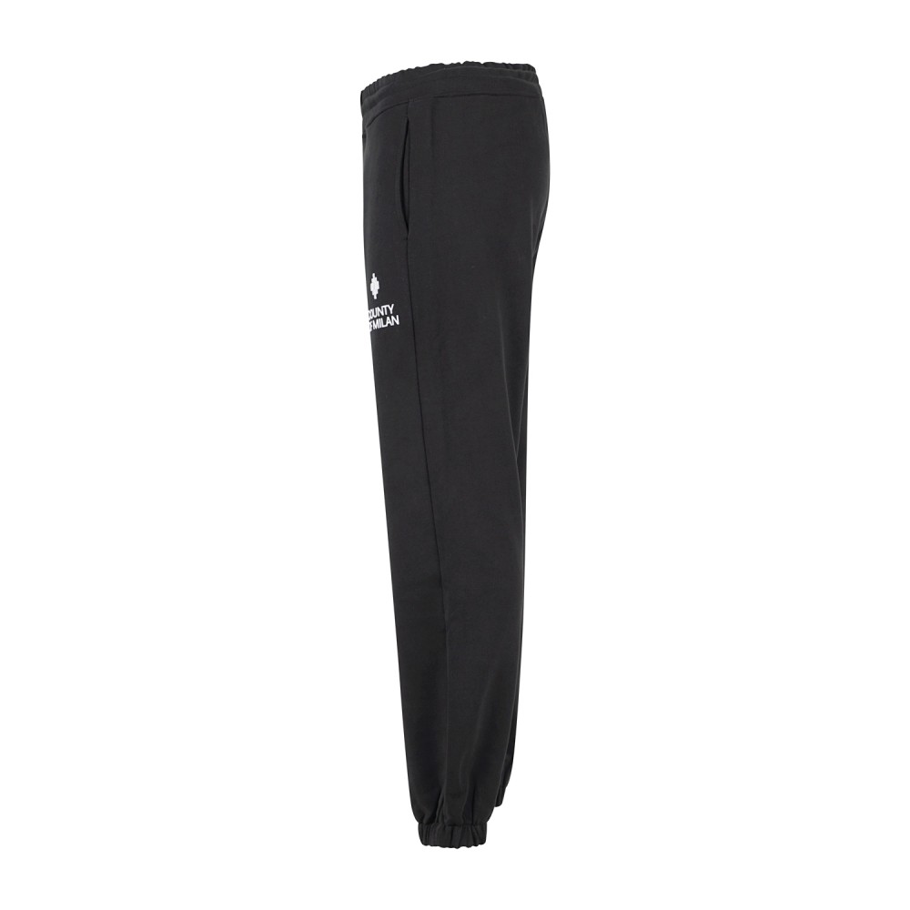 County Of Milan - Pantalone tuta nero in cotone con logo sulla gamba per uomo |