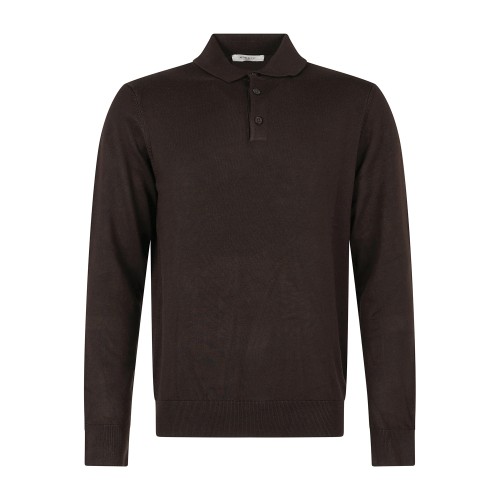 Markup - Polo manica lunga marrone in viscosa slim fit per uomo | mk9900004