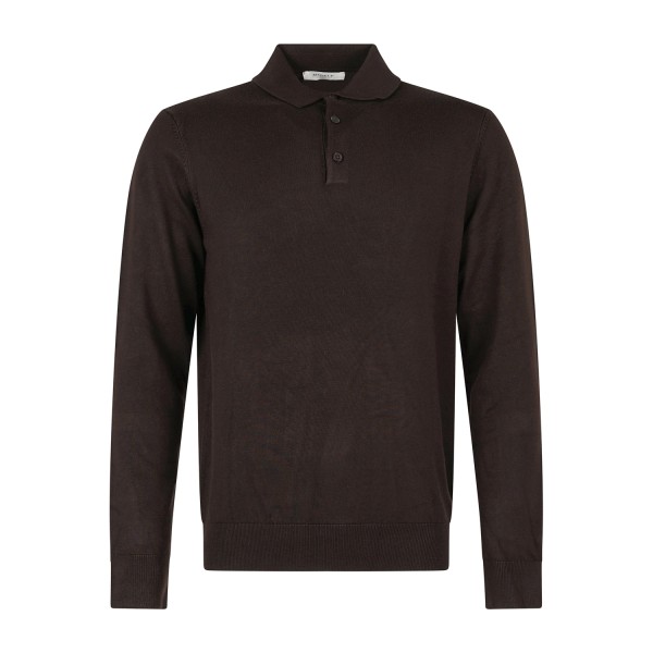 Markup - Polo manica lunga marrone in viscosa slim fit per uomo | mk9900004