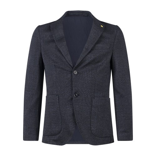 Alessandro Gilles - Giacca blu monopetto jersey in misto cotone lavorazione
