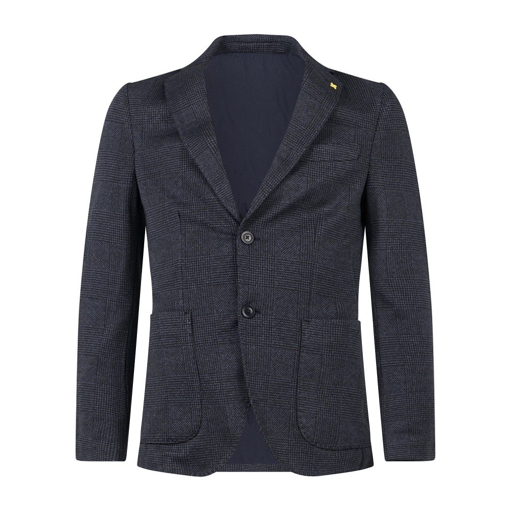 Alessandro Gilles - Giacca blu monopetto jersey in misto cotone lavorazione