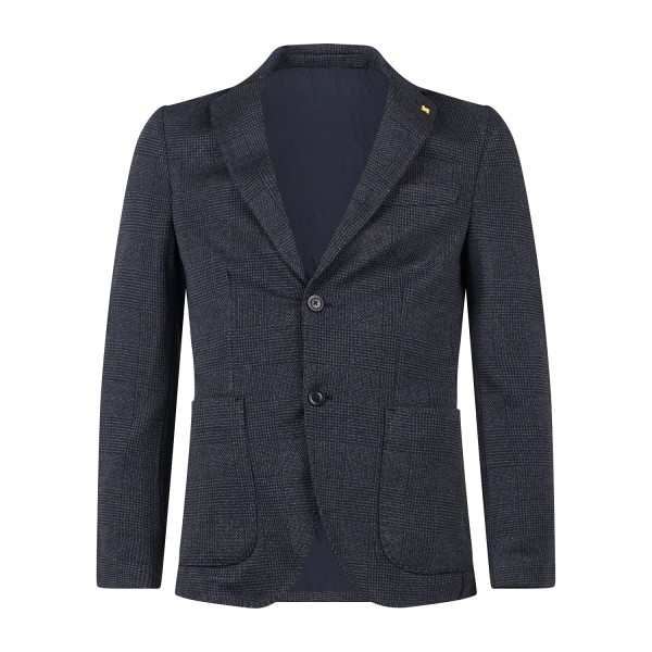 Alessandro Gilles - Giacca blu monopetto jersey in misto cotone lavorazione