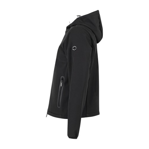 Markup - Giubbotto con cappuccio nero in tessuto tecnico con cuciture 2