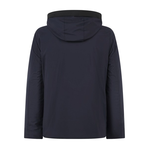 Markup - Giubbotto con cappuccio blu in tessuto tecnico con cuciture