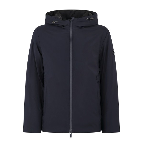 Markup - Giubbotto con cappuccio blu in tessuto tecnico con cuciture