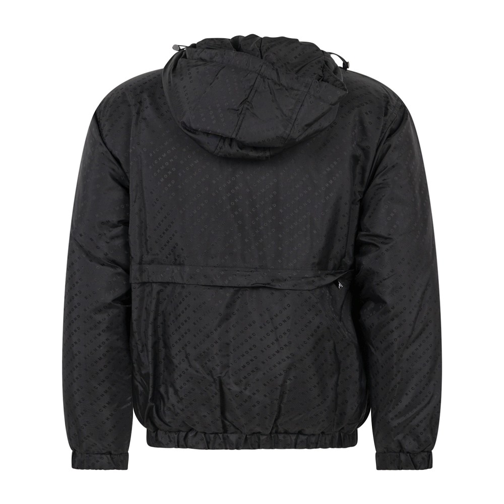 Richmond X - Giubbotto piumino nero con cappuccio con stampa logo regular fit