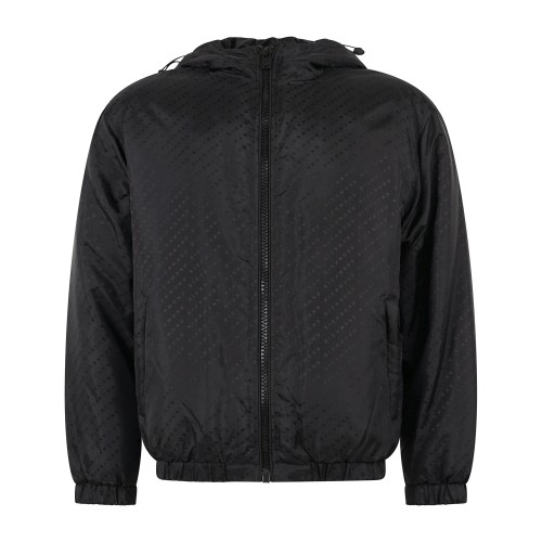 Richmond X - Giubbotto piumino nero con cappuccio con stampa logo regular fit