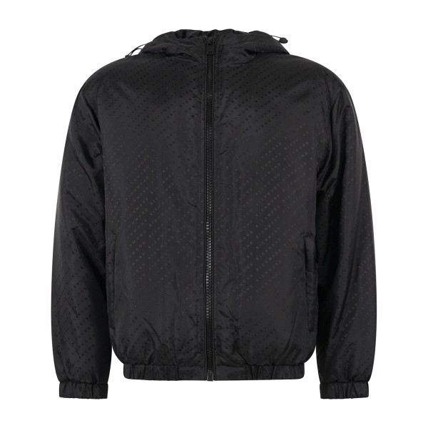 Richmond X - Giubbotto piumino nero con cappuccio con stampa logo regular fit
