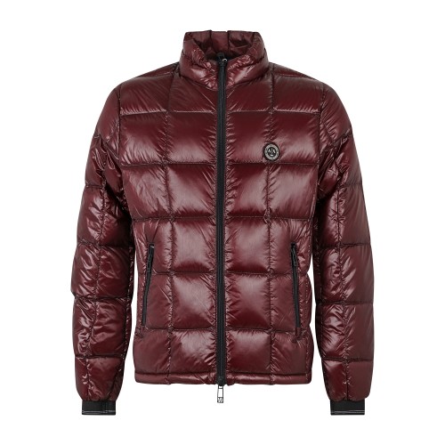 Armani Exchange - Giubbotto piumino bordeaux in nylon lucido trapuntato per