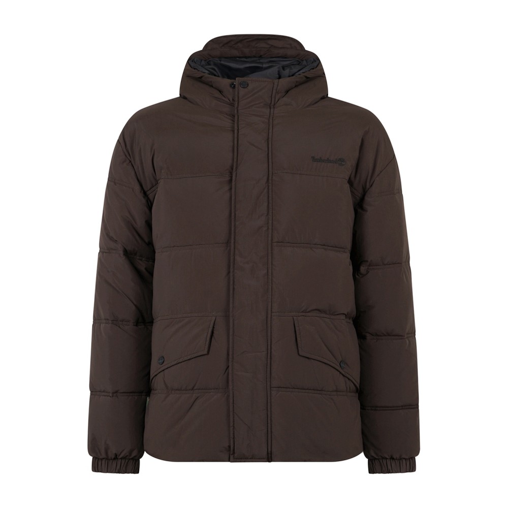 Timberland - Giubbotto marrone idrorepellente con cappuccio relaxed fit per