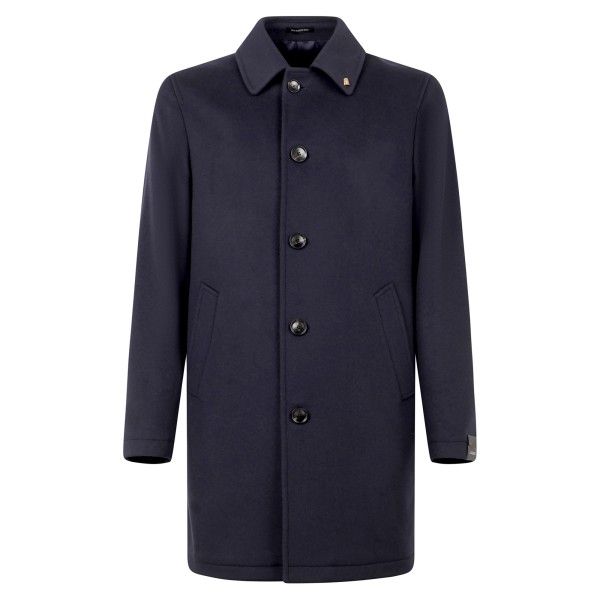 Sartoria Latorre - Cappotto Marco blu monopetto in lana e cashmere per uomo |