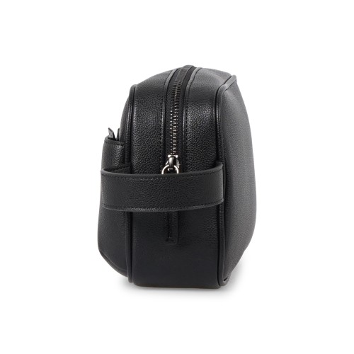 Armani Exchange - Beauty case nero in ecopelle logo metallico per uomo | 2