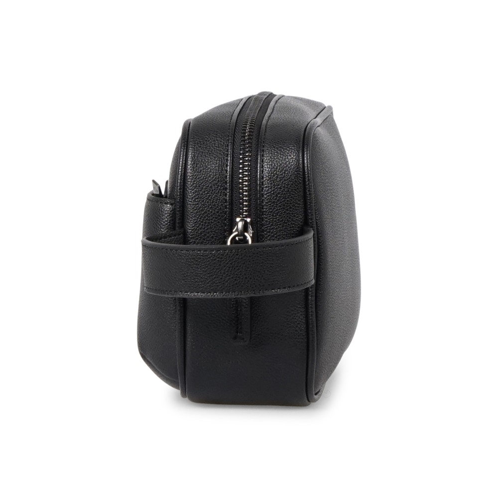 Armani Exchange - Beauty case nero in ecopelle logo metallico per uomo |