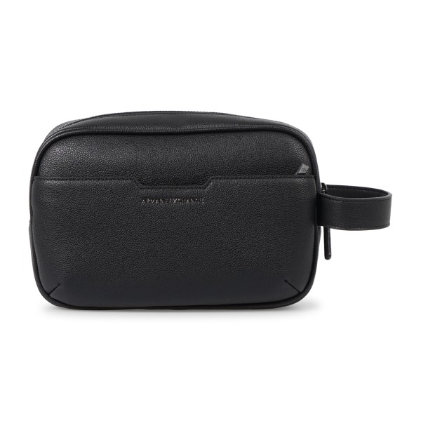 Armani Exchange - Beauty case nero in ecopelle logo metallico per uomo |