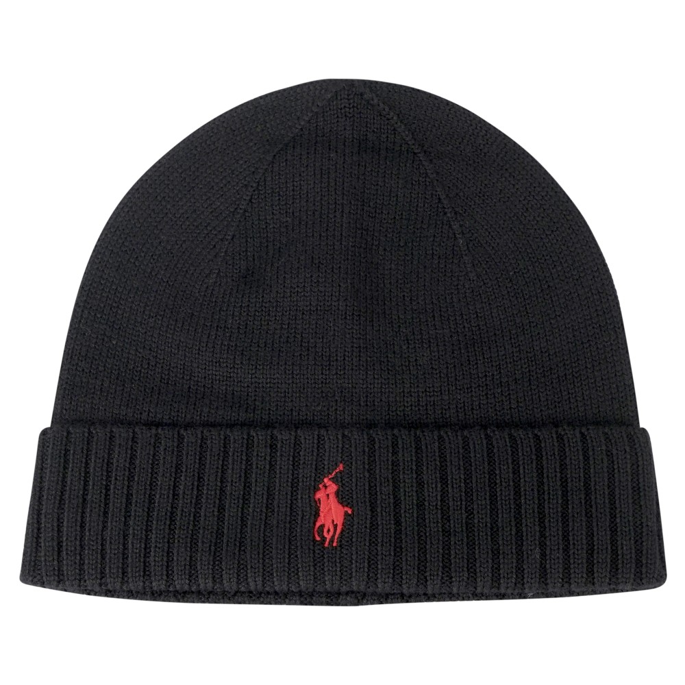 Polo Ralph Lauren - Cappello nero in lana merinos con logo ricamato sul fronte