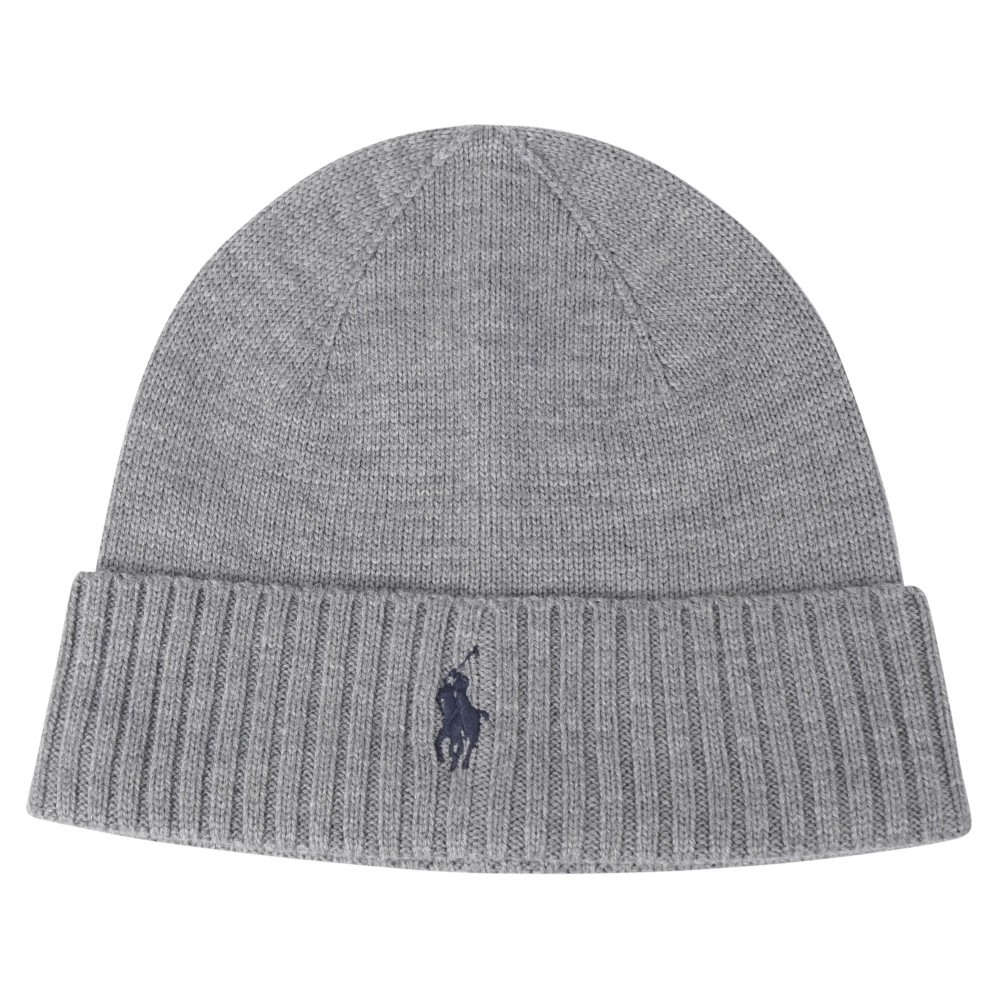 Polo Ralph Lauren - Cappello grigio in lana merinos con logo ricamato sul
