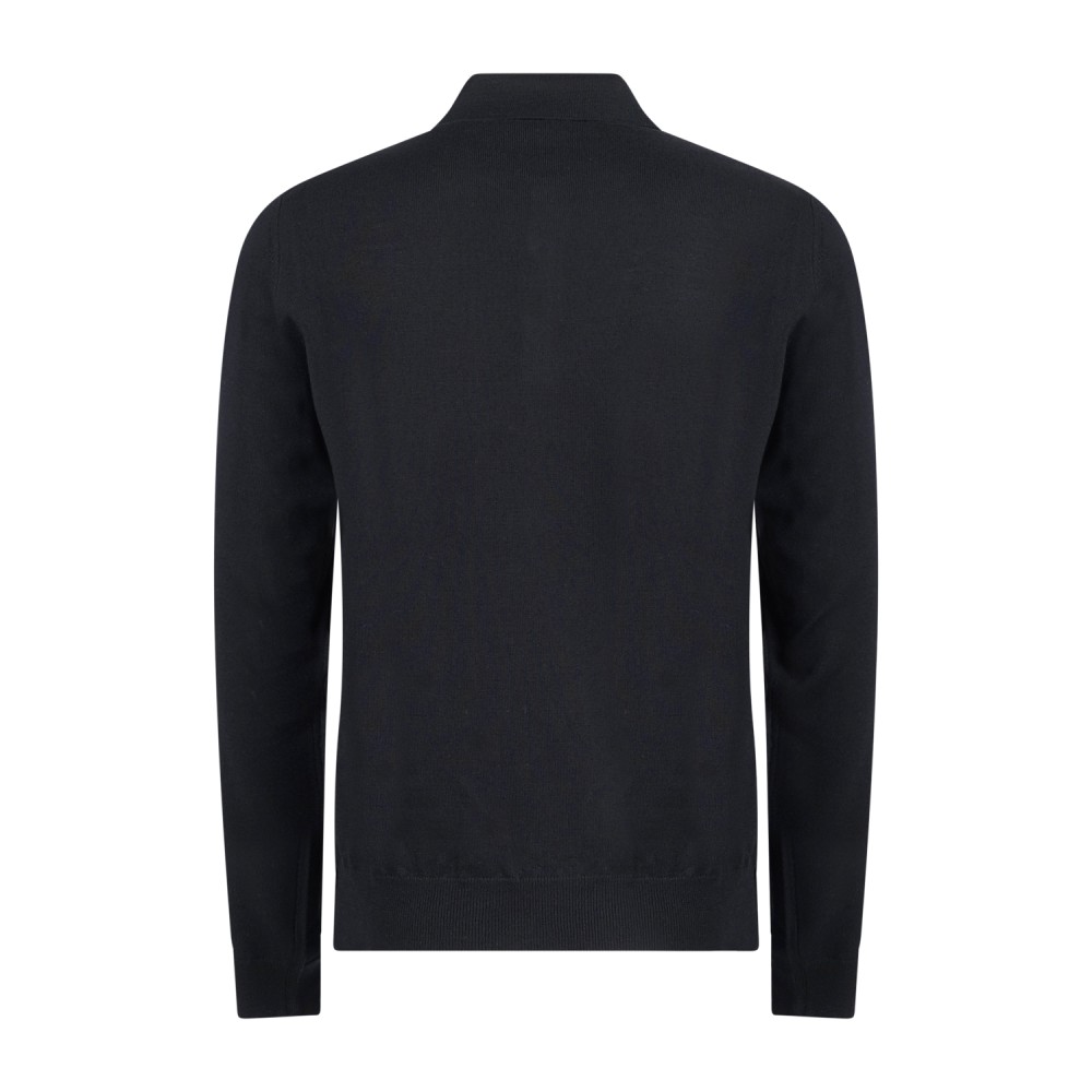 MASQ - Polo nera manica lunga in lana merinos extrafine per uomo | m5625-5003