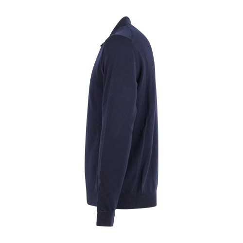 MASQ - Polo blu manica lunga in lana merinos extrafine per uomo | m5625-5003 2