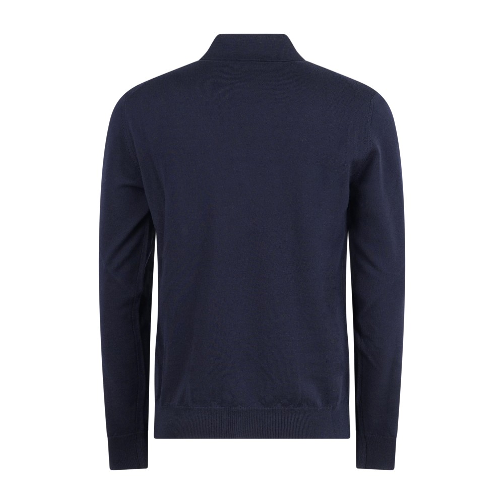 MASQ - Polo blu manica lunga in lana merinos extrafine per uomo | m5625-5003