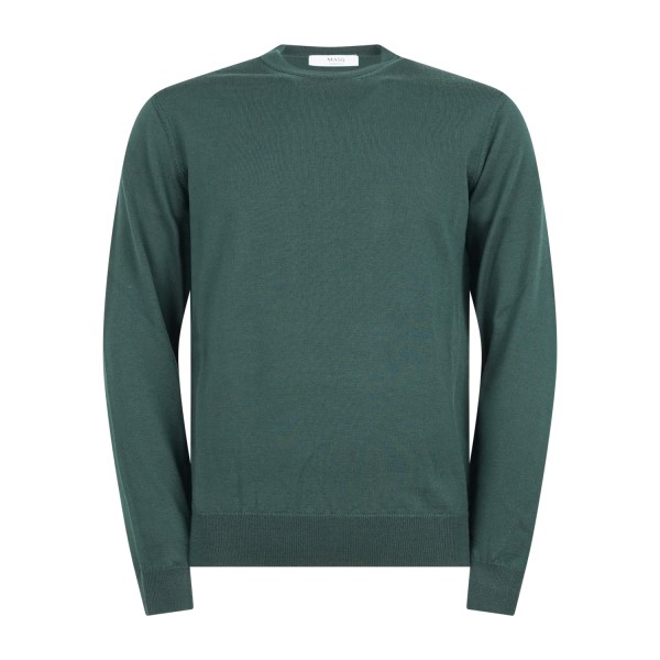 MASQ - Maglione girocollo verde lana merinos extrafine per uomo | m5625-5000
