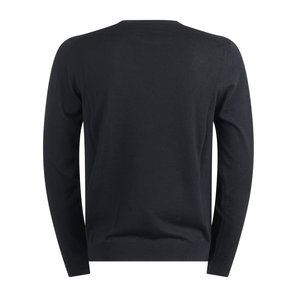 MASQ - Maglione girocollo nero lana merinos extrafine per uomo | m5625-5000