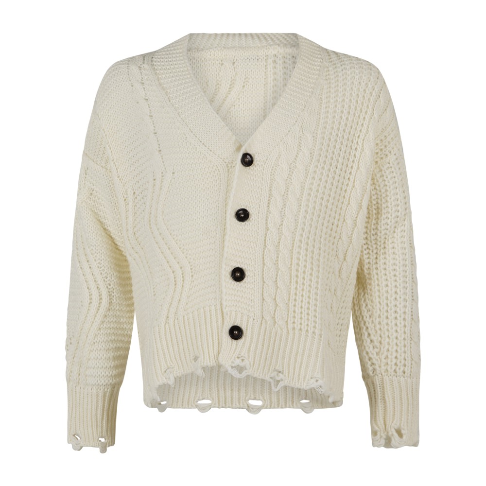 Daniele Alessandrini - Cardigan bianco con lavorazione a trecce e rotture per