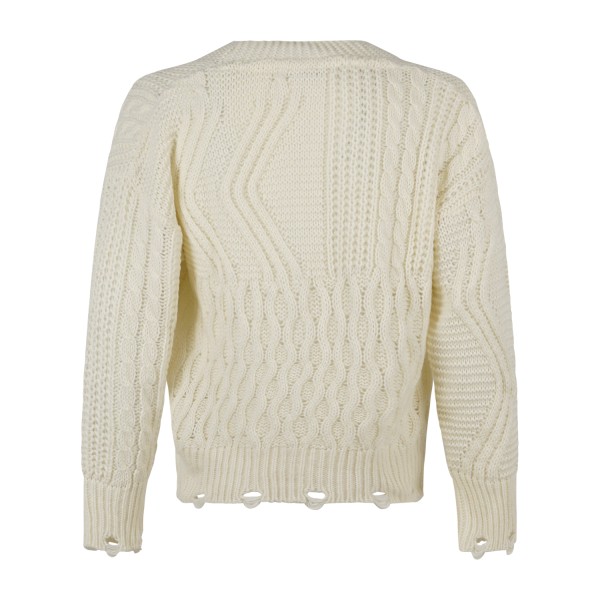 Daniele Alessandrini - Cardigan bianco con lavorazione a trecce e rotture per