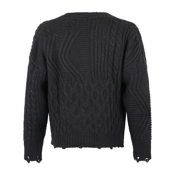 Daniele Alessandrini - Cardigan nero con lavorazione a trecce e rotture per